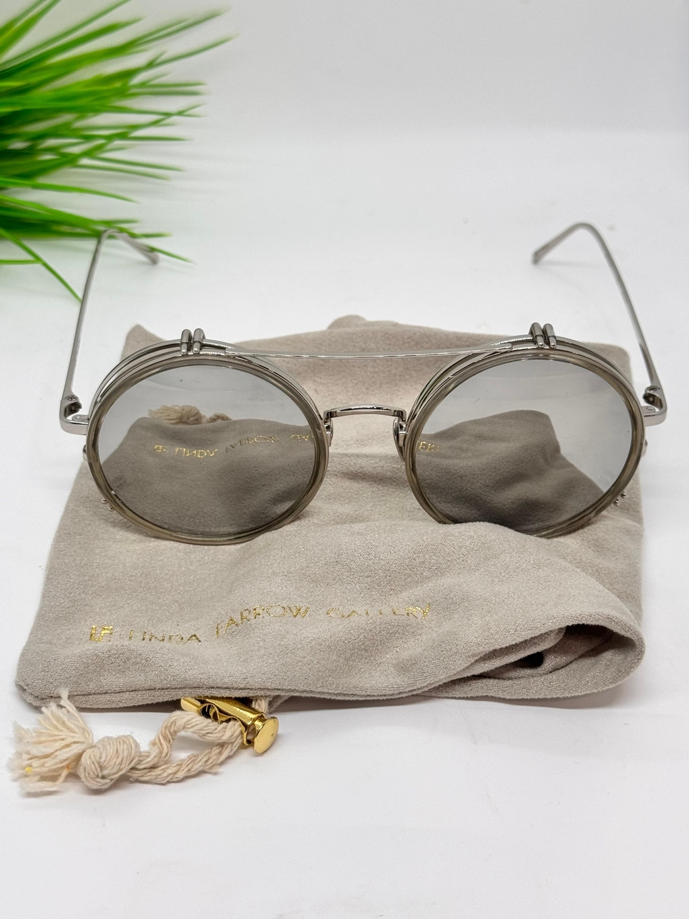 Linda Farrow 741 C7 Round Silver Frame Sunglasses with Mirrored Lenses/NWOT $1k